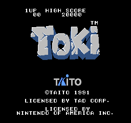Toki (USA) Title Screen